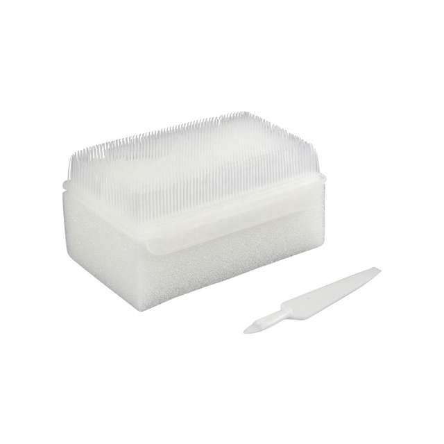 Dry sterile scrub brush, vacuum packed